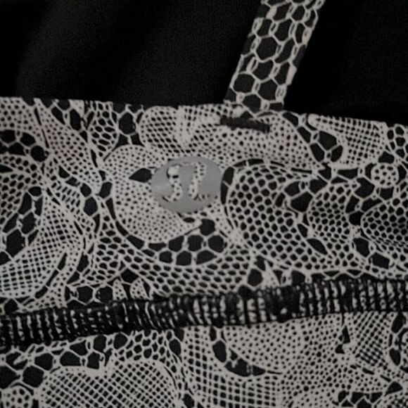 lululemon Energy Strappy Back Sports Bra black and gray lace pattern - 4. - Picture 3 of 6